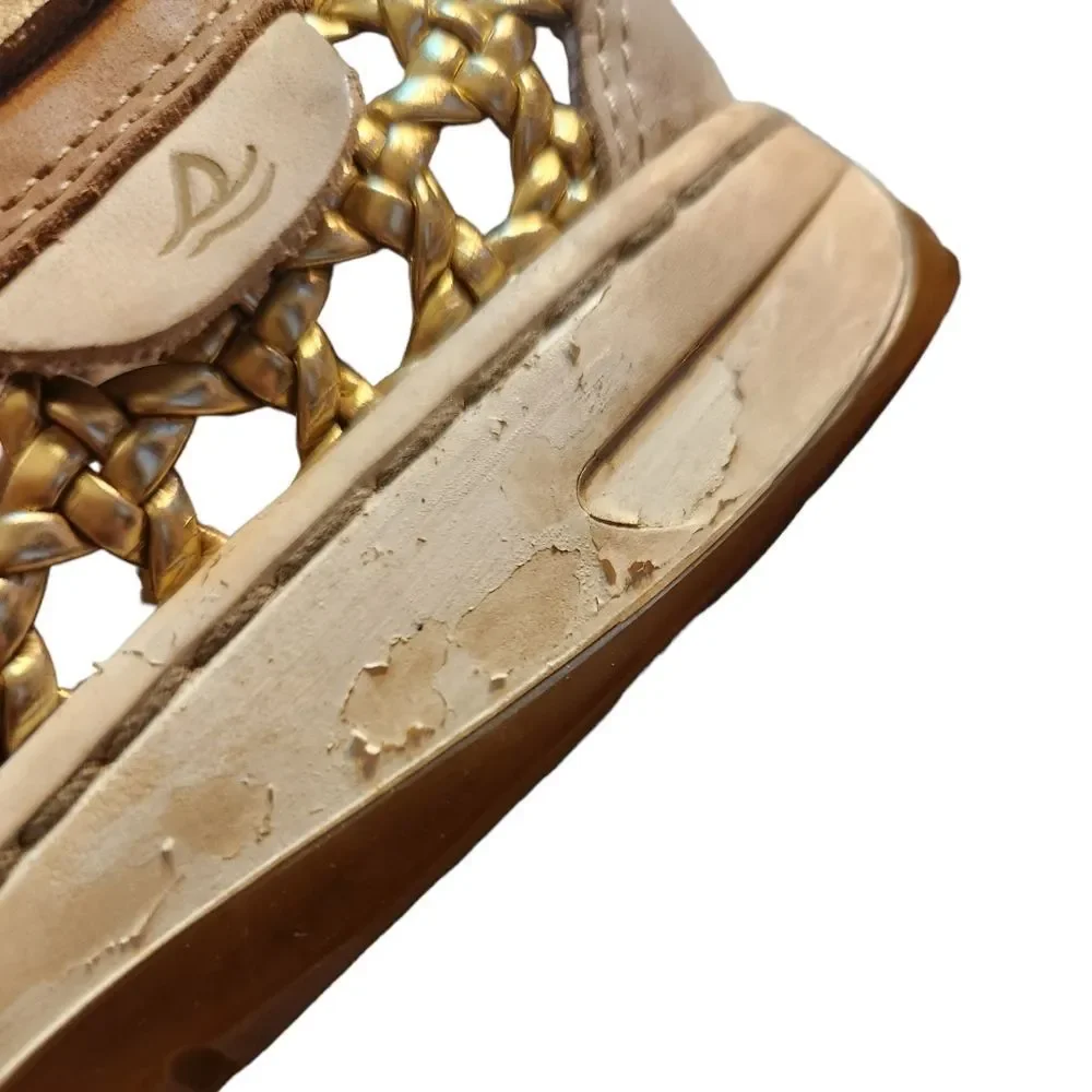 Sperry Top Siders Shoes Beige Gold Womens Size 7M